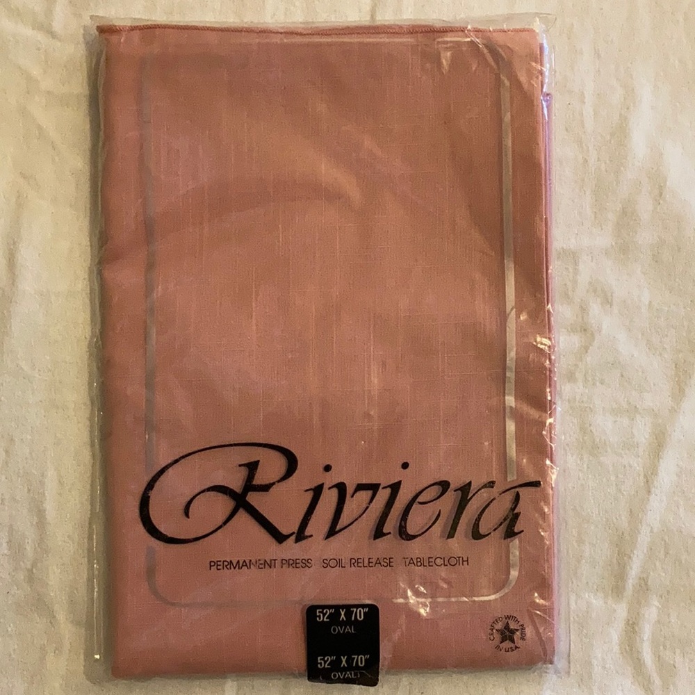 Vintage Pink Oval Table Cloth Cover by Riviera